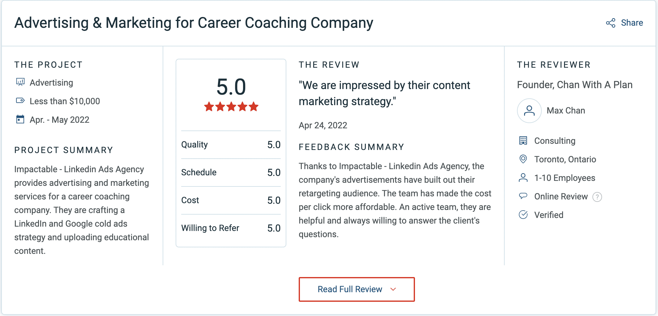 Linkedin ads agency reviews - Impactable Review